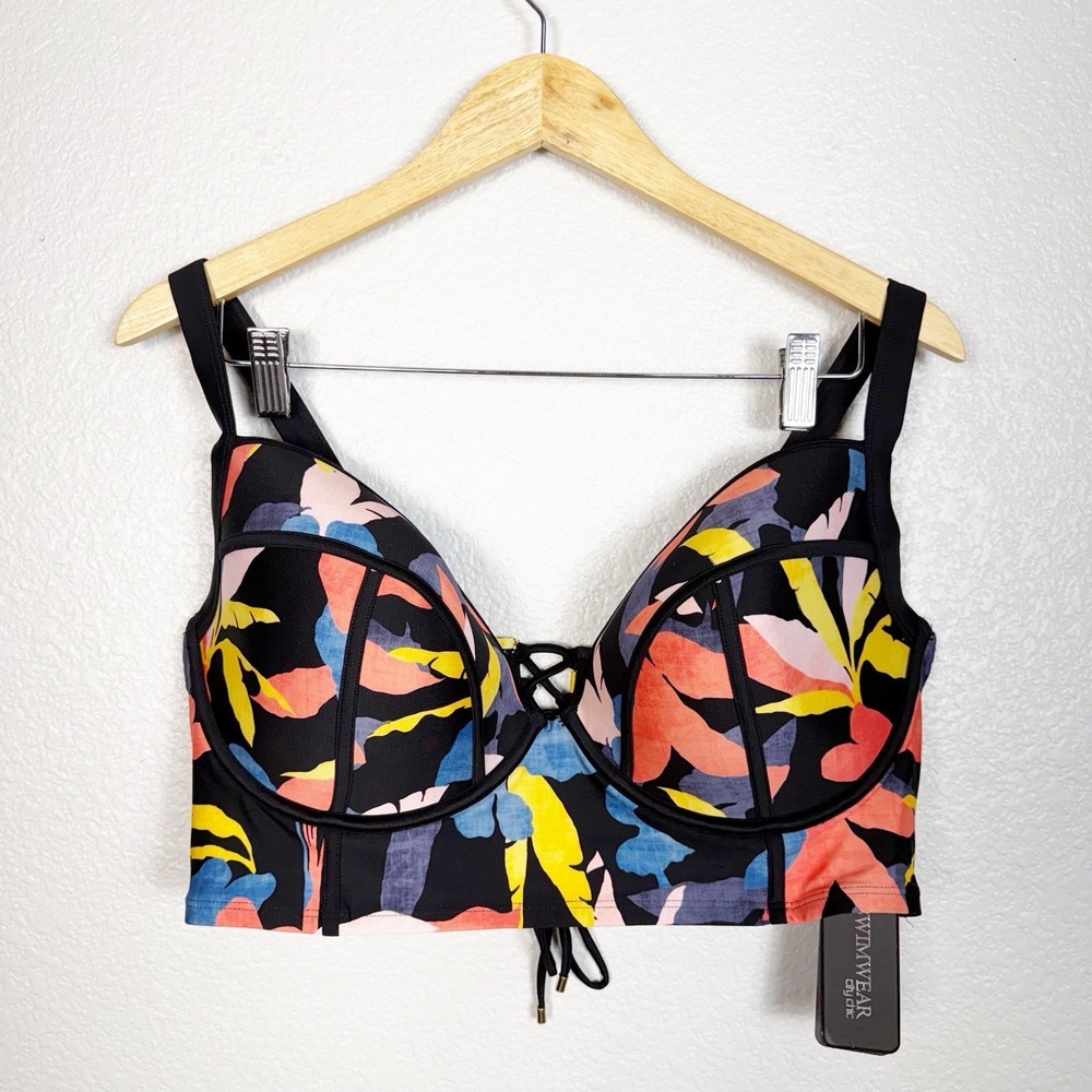 City Chic NWT Size 18 Women's Grenada Underwire Tropical Print Bra Swimsuit Top